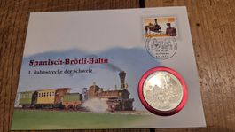 1997 FDC Münzbrief 1 Peso Kuba 150 Jahre Schweizer Bahn