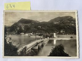 alte Ansichtskarte Stansstad mit neuer Brücke und See, 1943