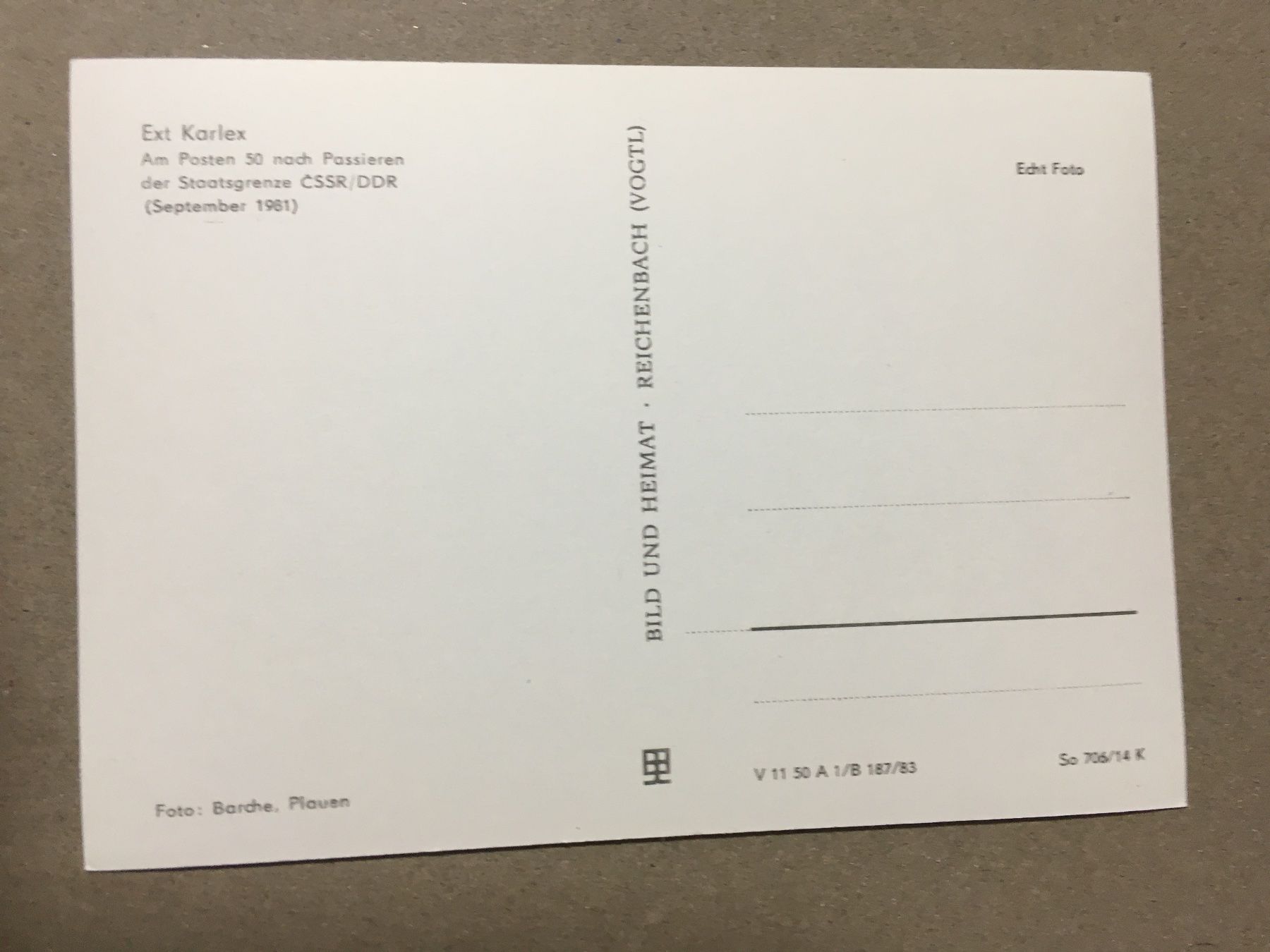 Cartoline postali: AK Bahn DDR Ext Karlex Am Posten 50 – Usato da Küttigen venduto da Melisch1000 1