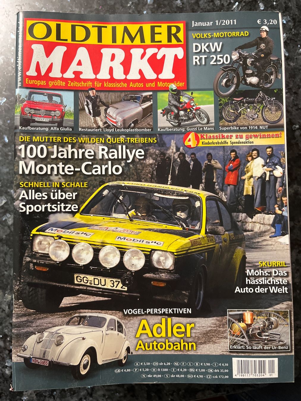 Riviste & Magazine: Oldtimer Markt Magazin 01/2011 Alfa Giulia Lloyd DKW RT 250 – Usato da Goldach venduto da SSRConzept