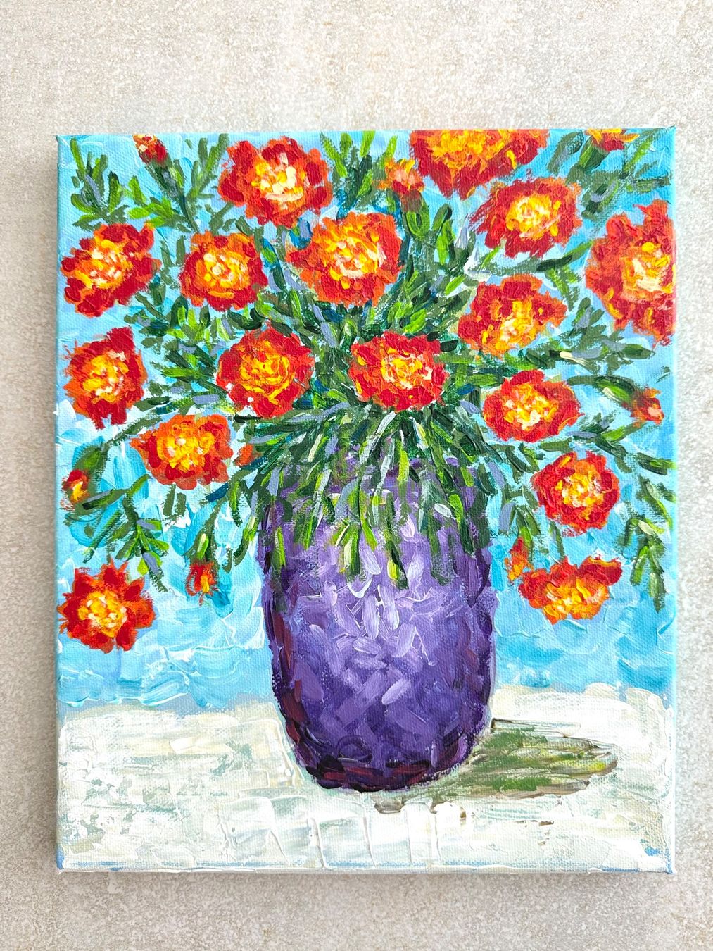 Dipinti: Gemälde auf Leinwand: Blumen. Handgemalt. Stillleben – Nuovo (secondo la descrizione) da Siselen BE venduto da Rolf131 1