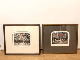 2er-Set Original-Radierungen Graham Clarke googley vintage