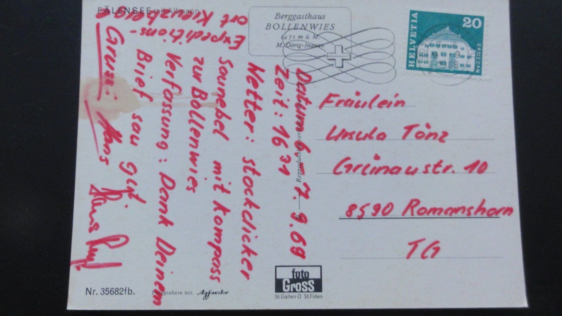 Cartoline postali: Antike Postkarte Fälensee – Usato da Abtwil SG venduto da mutts1 1