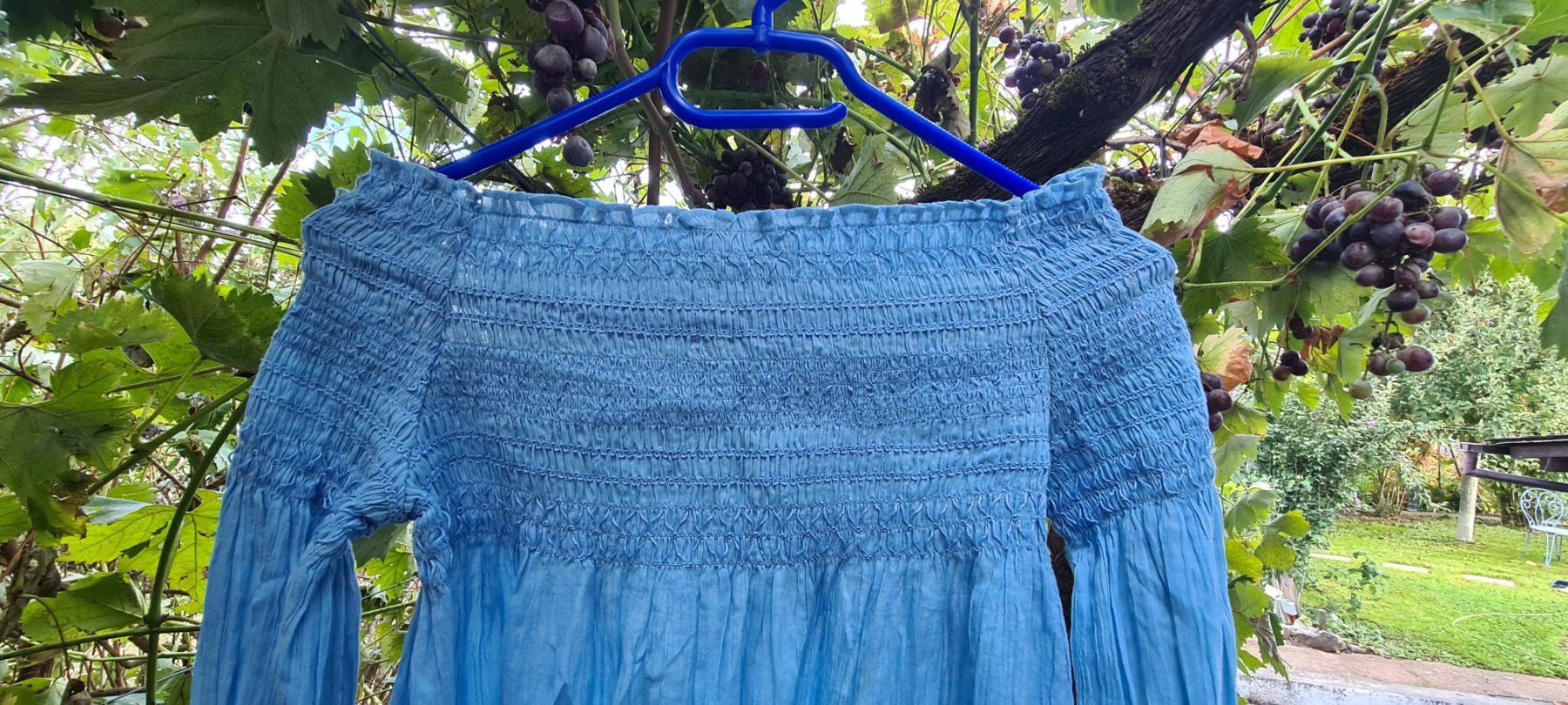 Maje Camicette: Damen Bluse hellblau schulterfrei MARKE MAJE Gr.34 – Usato da Wettingen venduto da Mahariko 1