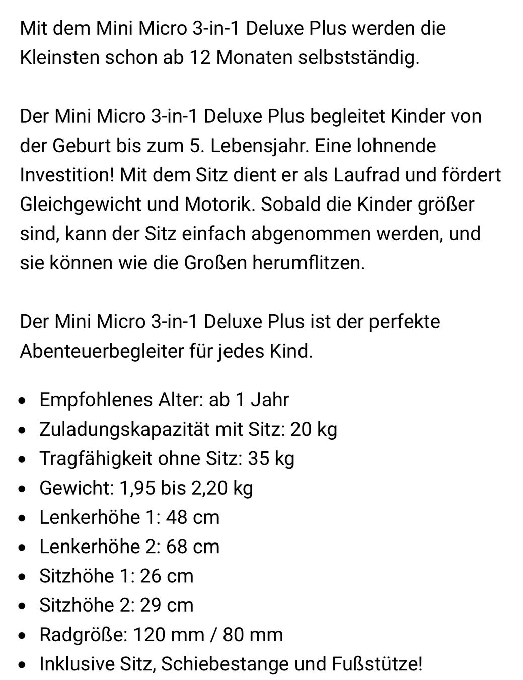 Micro Fahrzeuge für Kinder: KINDERROLLER Mini 3in1 Deluxe Plus 1-5j /NP140CHF – Neu (gemäss Beschreibung) aus Kölliken von Prscoo 6