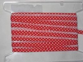 Schrägband BW rot mit Tüpfli und Spitze