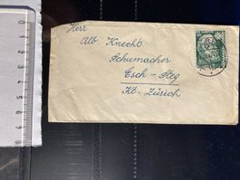 Schweiz 1942 Neujahrsgruss Briefli 5 Rp PJ SIERRE (?) Steg