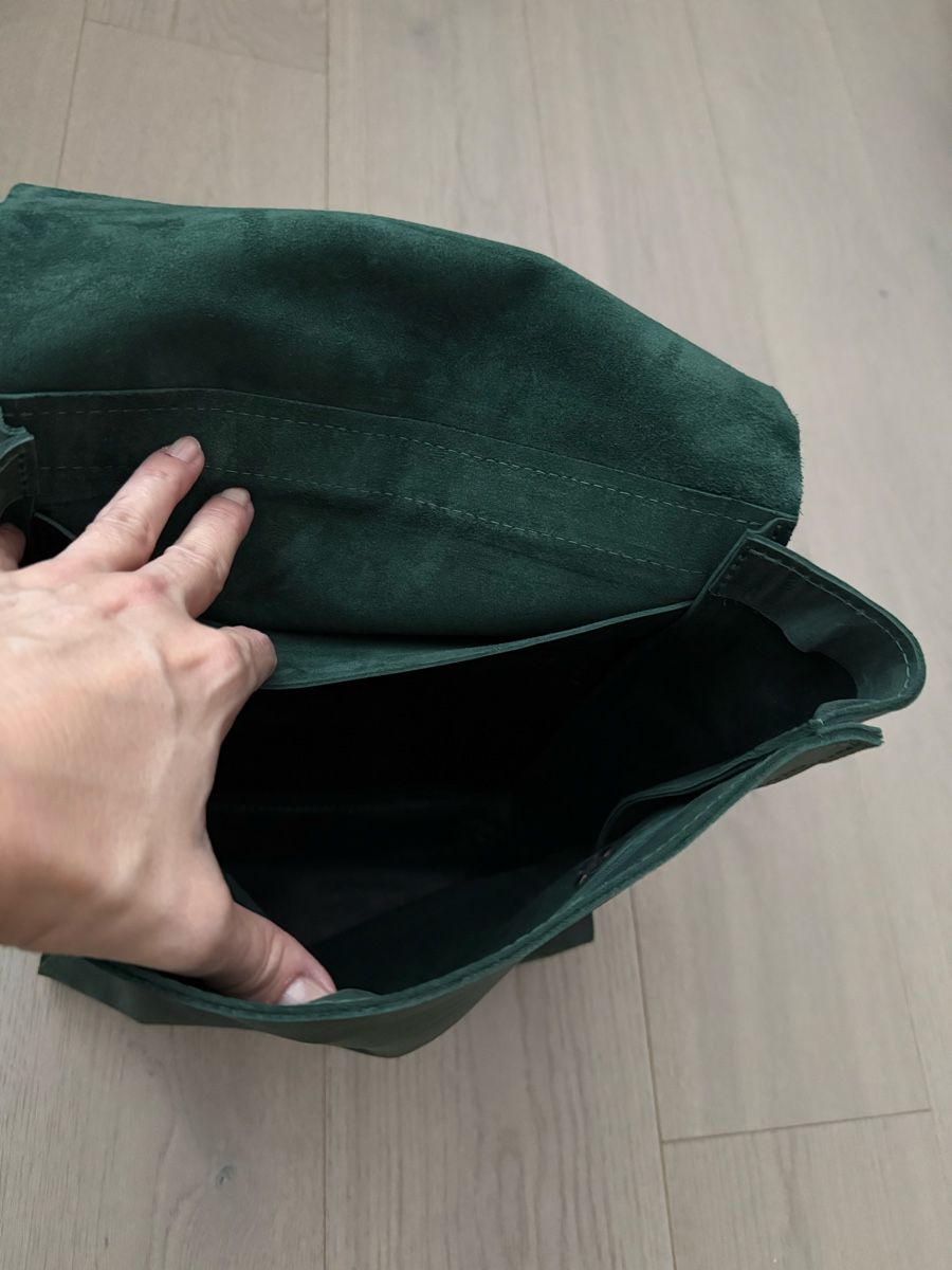Zaini: Grüne leder Rücksack - laptop – Usato da Zürich venduto da lailag 2