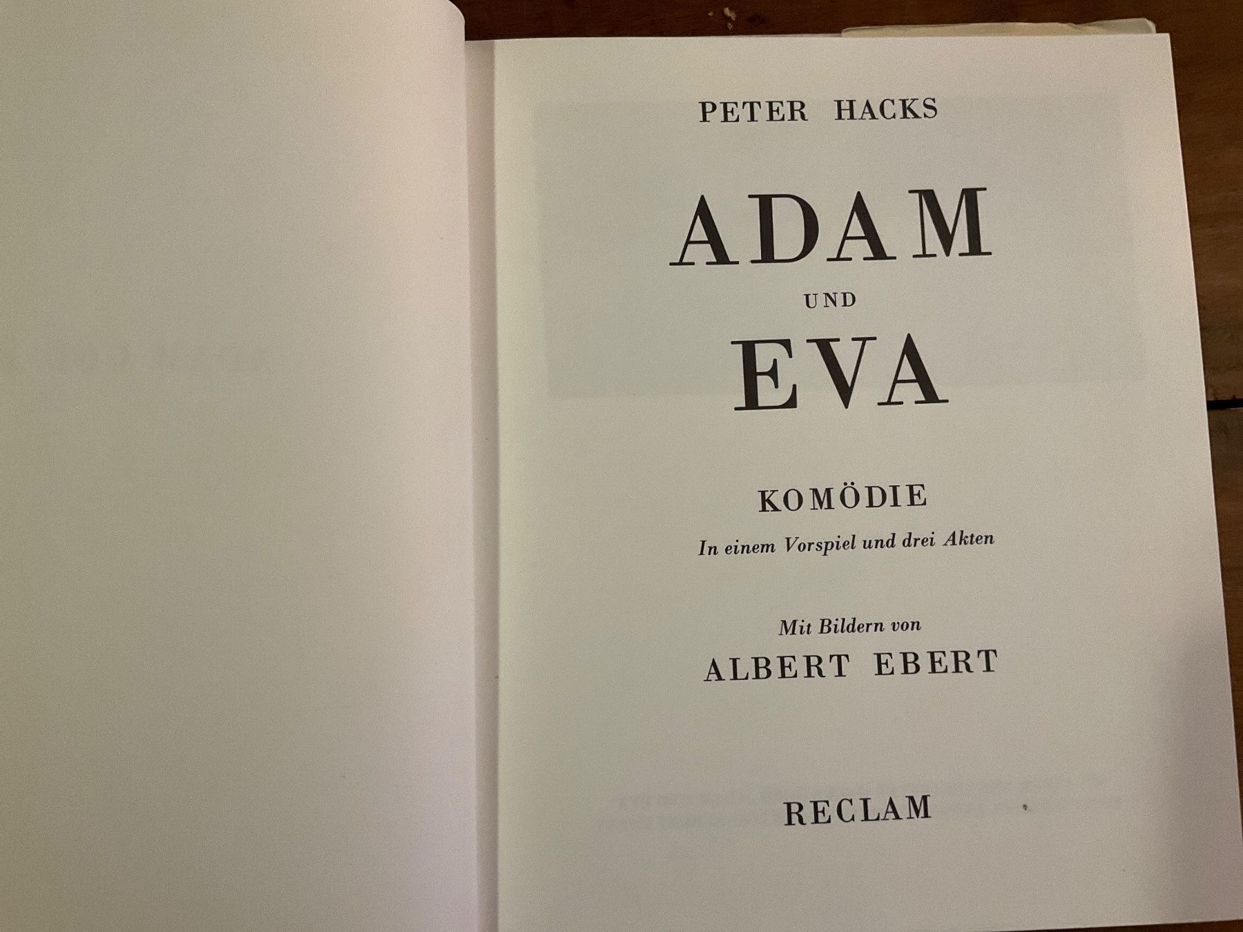 Libri: Adam und Eva Komödie Peter Hacks – Usato da Avenches venduto da Lactobacille 1