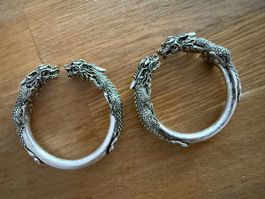 Drachen Armreif 2 Stk., Silberfarben Armband Schmuck