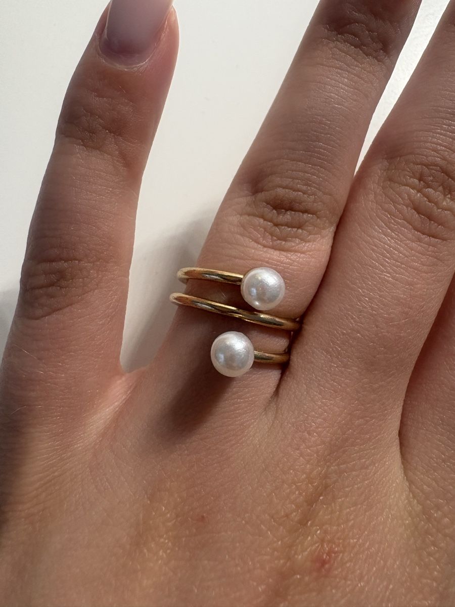 Anelli: Zierlicher Ring mit 2 Perlen Gold-Look – Nuovo (secondo la descrizione) da Winterthur venduto da nik_pr58 1