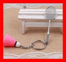 Schlüsselanhänger Badminton PINK Federball Schläger Keychain