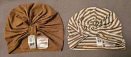 2 Baby Mützen H&M, braun & gestreift Grösse 62/68