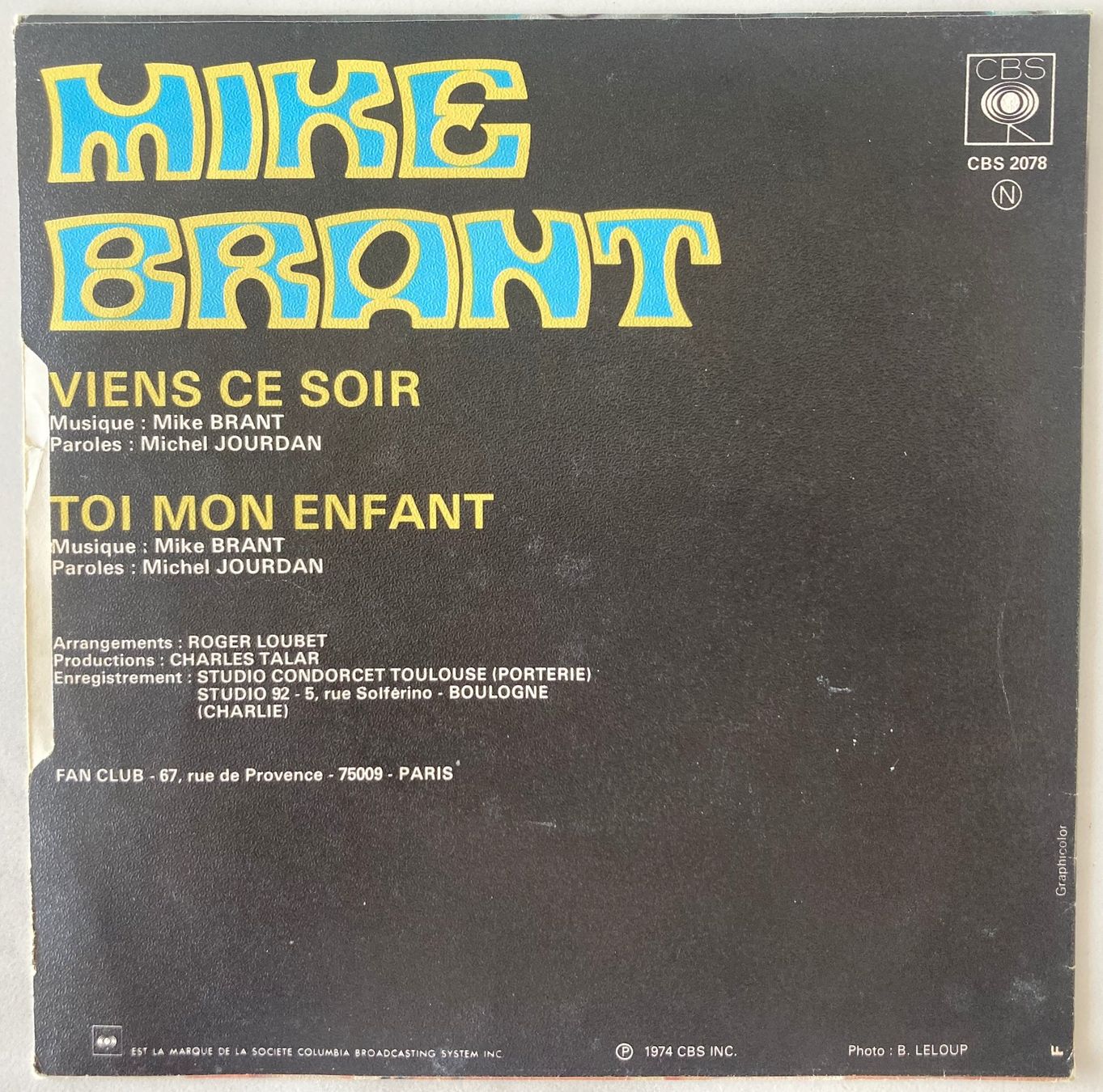 Schallplatten: MIKE BRANT - VIENS, CE SOIR – Gebraucht aus Bottens von hotter-than-hell 1