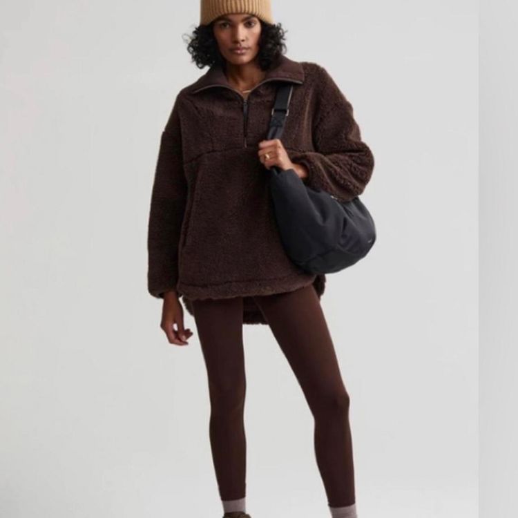 Varley Stratton Quarter Zip Jacket Teddy Fleece Dark Brown (Gebraucht ...