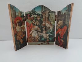 Neuzeitliche Holz Reise-Ikone Triptychon - Maria mit Kind