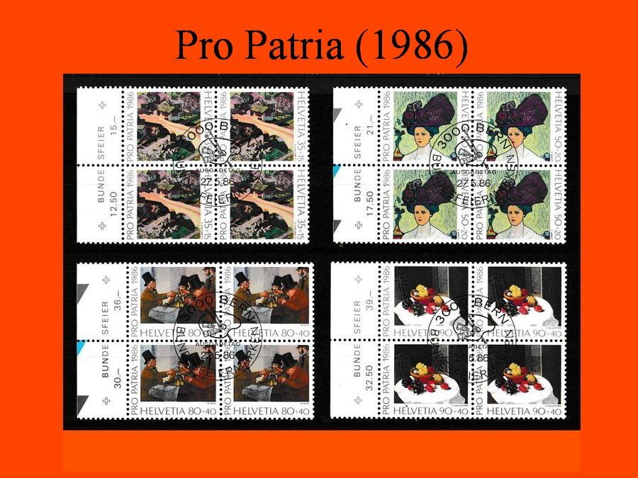 Tutti i francobolli: Viererblock - Serie "Pro Patria" (1986 ) – Nuovo (secondo la descrizione) da Dübendorf venduto da Jumbo1990