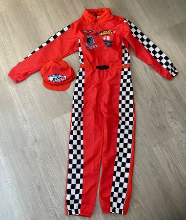 Rennfahrer Kostüm H&M mit Kappe, Grösse 134/140