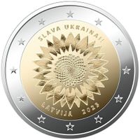 Latvia - 2 Euro (Sunflower for Ukraine) 2023 UNC