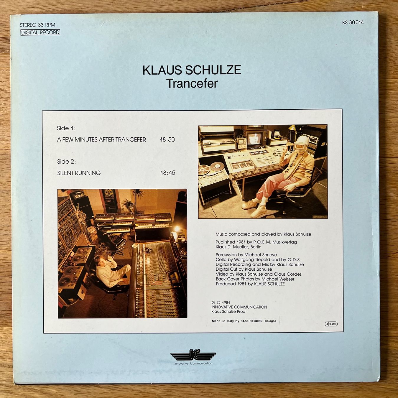 Dischi in vinile: Klaus Schulze - Transfer / . Italy-Press. 1981 - TOP – Usato da Gais venduto da soundcave57 2