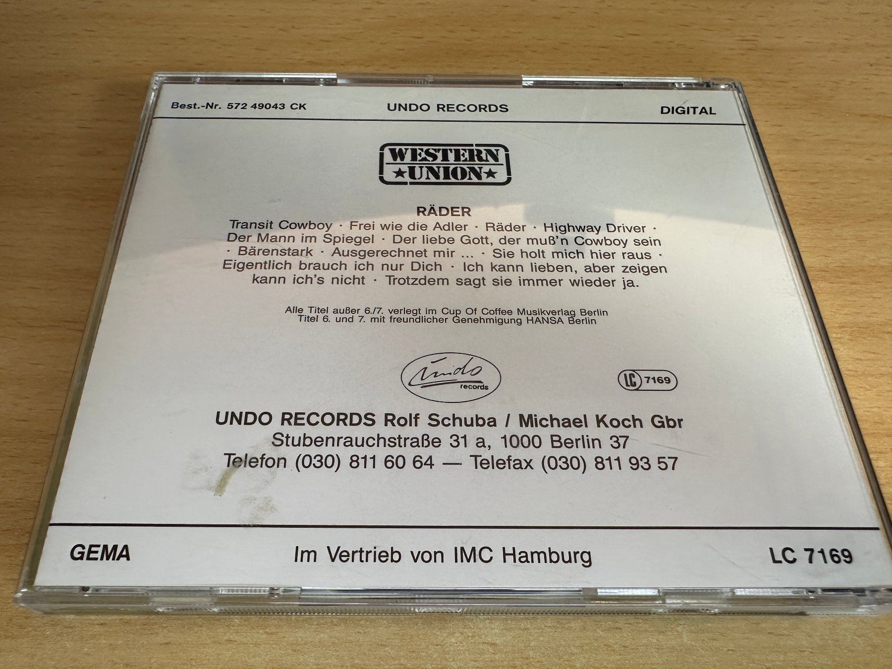 CD: Western Union – Räder – Usato da Rikon im Tösstal venduto da Alpenmutz 1