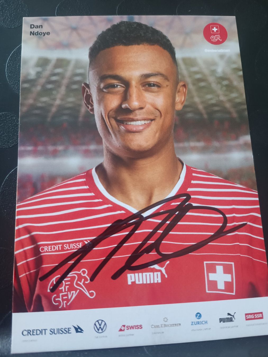 Autogramme: Dan Ndoye - handsignierte SFV Autogrammkarte – Gebraucht aus Menziken von Artographs