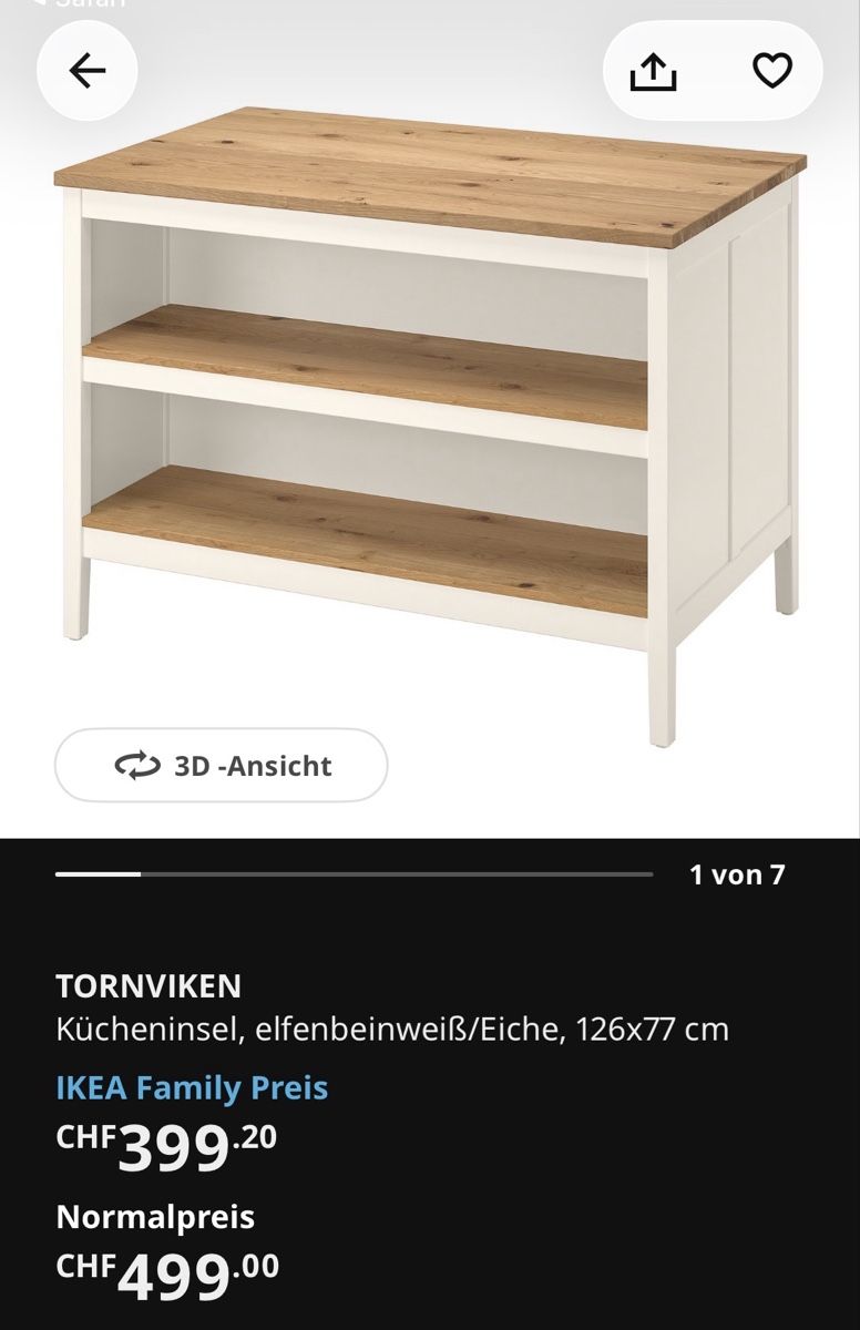 Ikea Komplettküchen: Kücheninsel IKEA Tornviken elfenbeinweiss Eiche – Gebraucht aus Basel von lea_d56l 1