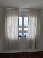 3 Vorhänge Leinenoptik Natur/Beige – 130 × 214 cm – guter Zu