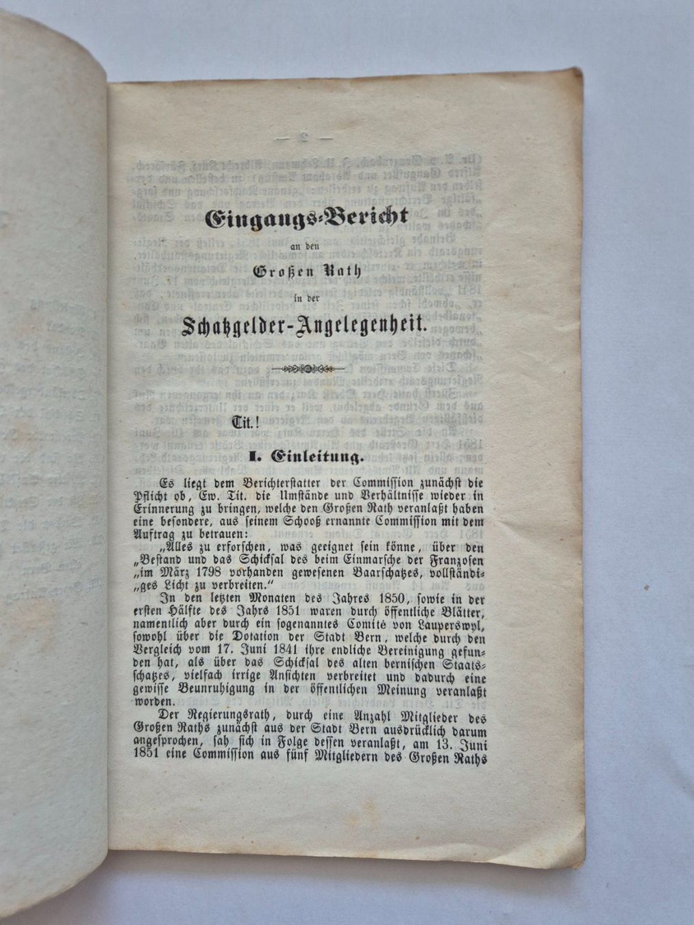 Livres: Eingangs-Bericht Schazgelder-Commission 1853 Bern – D'occasion à Langendorf par zvonu161 2