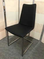 6 Freischwingerstühle LUINO Leder schwarz Edelstahl