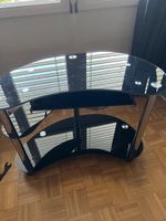 Kleiner TV-Tisch Glas Schwarz Chrom gebogen guter Zustand