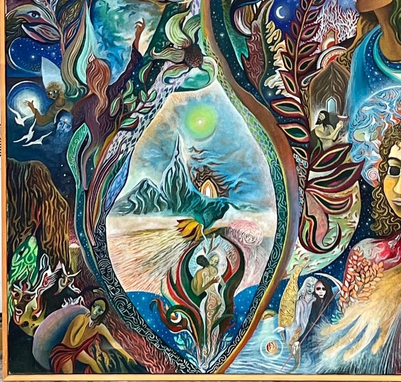 Künstler ? Grosses Gemälde  Oel auf Leinwand  102x102cm 6