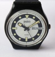 Swatch Gent Black Divers (GB704) Quartz Day Date 1984