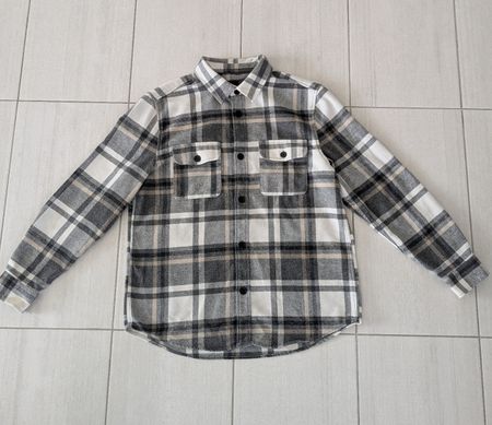 Chemise à carreaux homme grise et blanche taille L