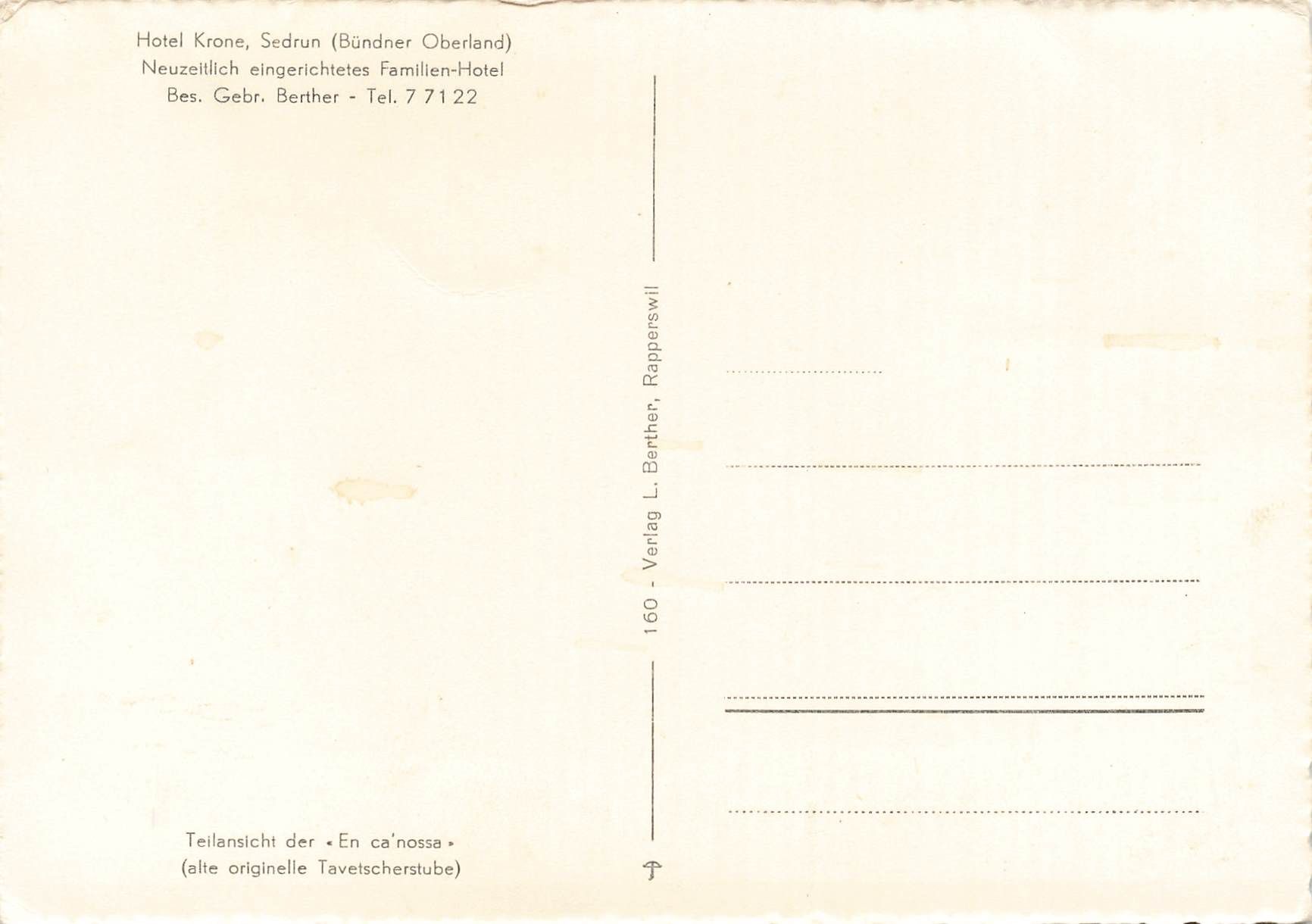 Cartes postales: Hotel krone sedrun G – D'occasion à Biasca par Blenio71 1