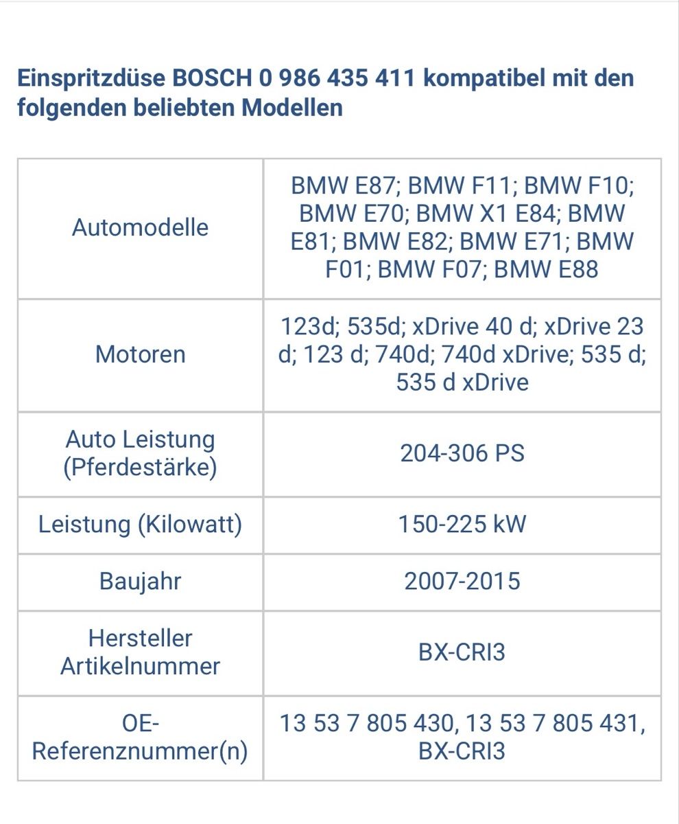 BMW Toutes les pièces auto: Einspritzdüse BOSCH 0 986 435 411 BMW E87-E88 – D'occasion à Altendorf par Saqipi91 2