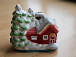 Weihnachtsdeko Keramik Häuschen für Teelicht