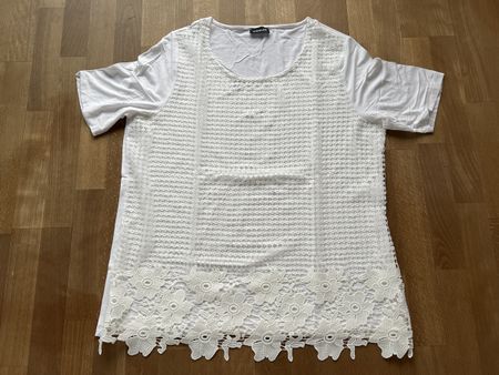 Taifun Shirt, Gr. 44, weiss, Spitze, Sommerlich-Leicht!