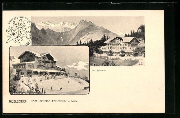 Cartes postales: Adelboden, Hotel-Pension Edelweiss im Wi – D'occasion à Berlin par bartko-reher