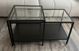 IKEA VITTSJÖ Satztische 2 St schwarzbraun Glas 90x50