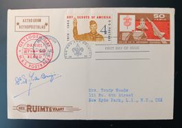 BELGIEN RAUMFAHRTRAKETE POSTKARTE , SIGNIERT, 1960