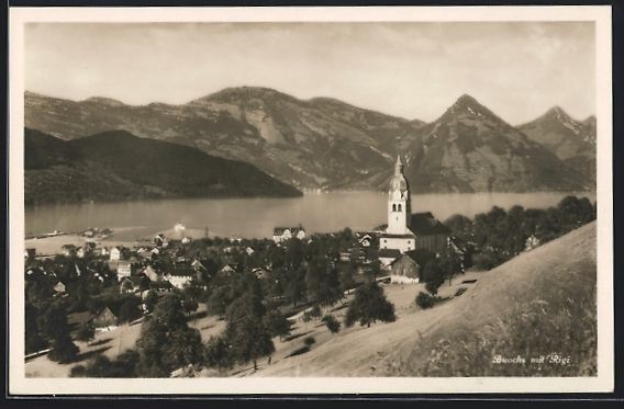 Ansichtskarten: Buochs, Teilansicht mit Kirche und Rigi – Gebraucht aus Berlin von bartko-reher