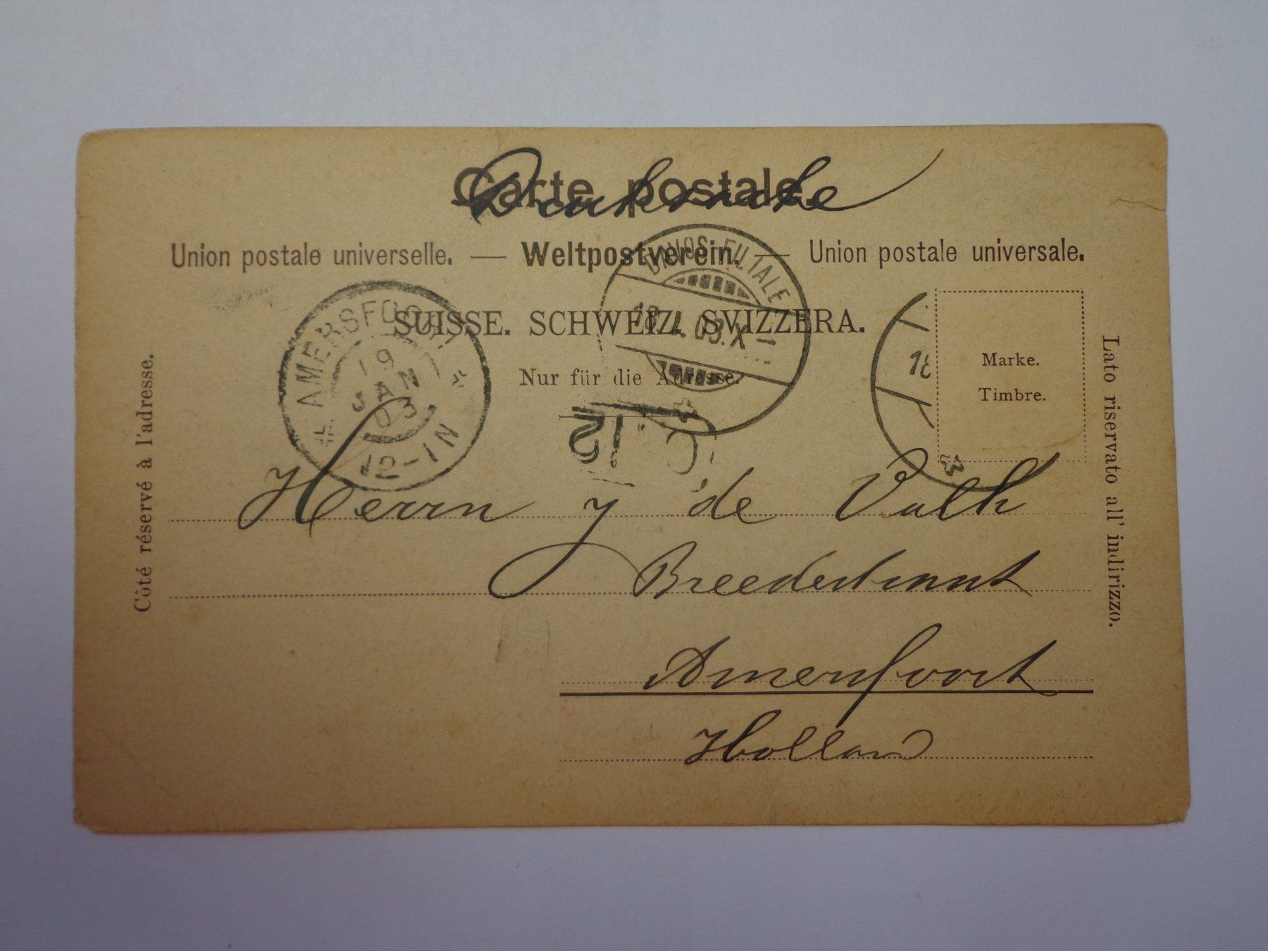 Ansichtskarten: Antike Postkarte Ansichtskarte Davos 1903 – Gebraucht aus Andeer von Baerenburger 1