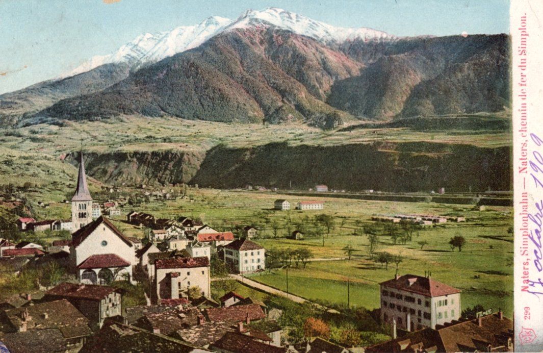 Cartoline postali: Naters   VS   bei Brig  (Simplonbahn)      um 1909 – Usato da Brig venduto da Valcards54