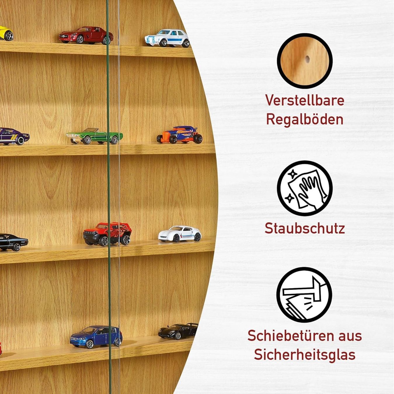 Vetrine: Sammlervitrine, Hängevitrine, Wandregal, Glasvitrine - Buche – Nuovo e nell'imballaggio originale da Fislisbach venduto da IboTrade 4