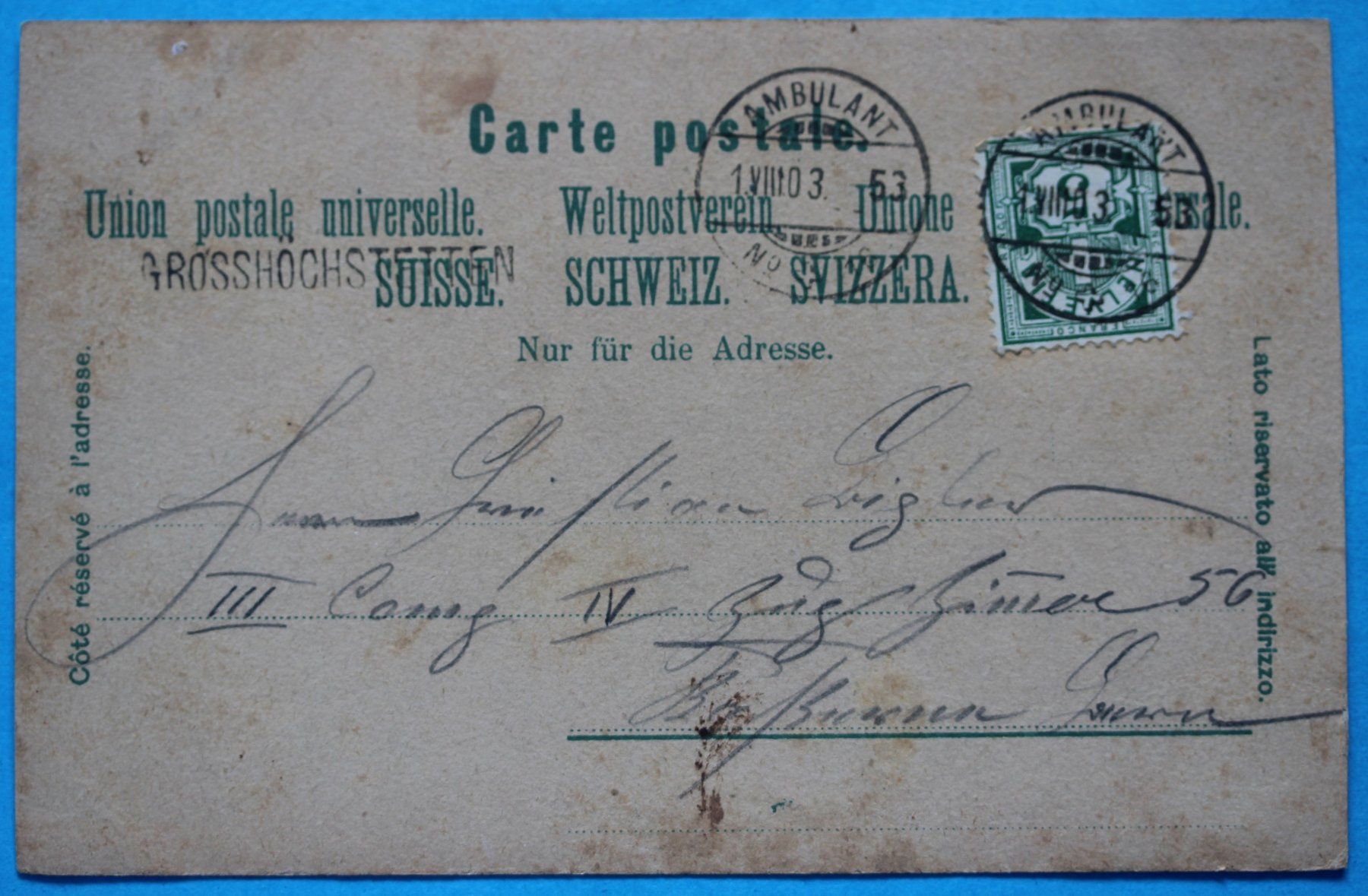 Cartoline postali: GROSSHöCHSTETTEN LITHO AK – Usato da Lotzwil venduto da pirolh 1