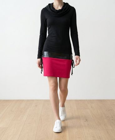 Colorblock Gothic langer Pullover / kurzes Kleid Gr. XS