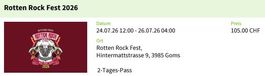 Rotten Rock Fest Goms 2x 2 Tagespass