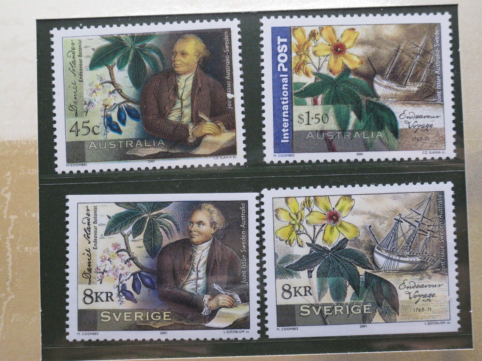 Tutti i francobolli: Australia 2001  Sweden Joint issue Daniel Solander ** – Usato da Wil SG venduto da fva01