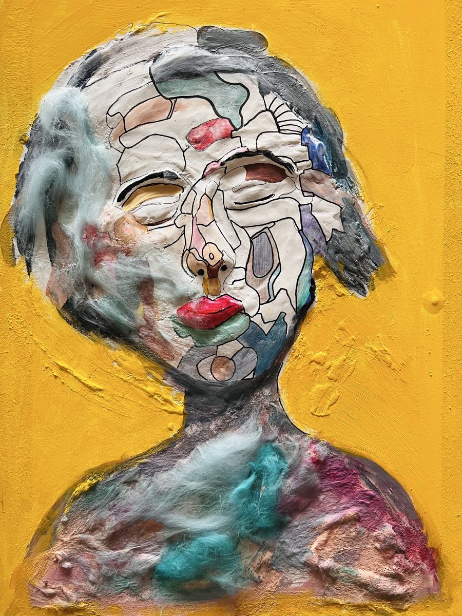 Gemälde: Abstraktes Mixed Media Portrait Gesicht, MDF Board – Neu und originalverpackt aus Kreuzlingen von eszanza 4